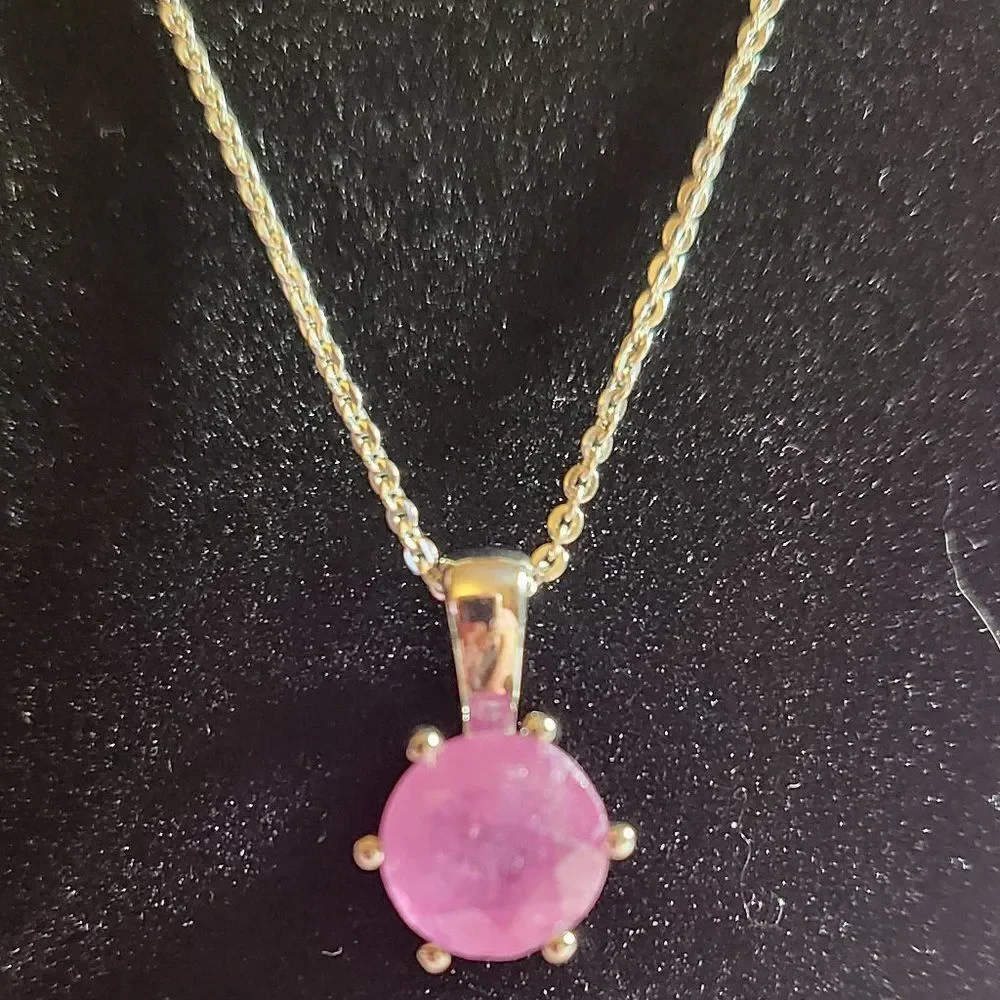 Ilakaka Hot Pink Sapphire Solitaire Pendant Necklace